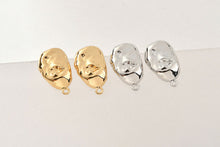 Load image into Gallery viewer, Irregular Stone Ear Post With Loop, S925 Silver Ear Pin Nickel Free, Gold/Silver Ear Stud, Hypoallergenic Earring Findings YL008-ZX7010