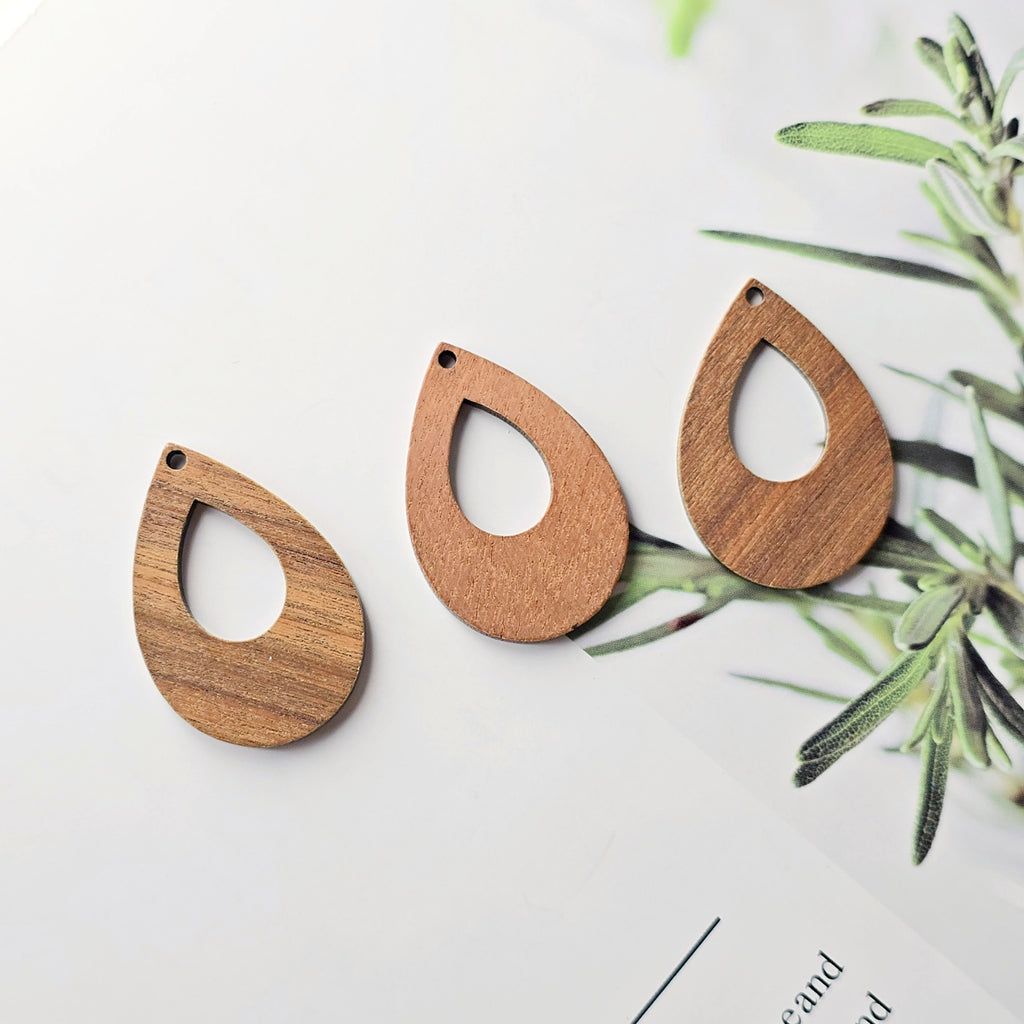 Teardrop Wood Charms, Drop Wooden Pendant, Reclaimed Walnut Wood, Geometric Statement Wood Earrings Diy Ideas JT958