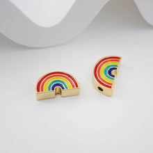 Load image into Gallery viewer, Enamel Rainbow Beads, Dice Beads, Spacer Beads, 18K Gold Plated,  Bracelet Necklace Making Jewelry Finding S1114