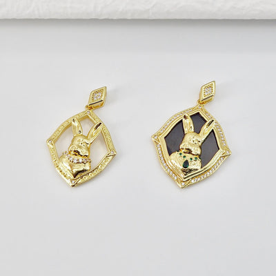 Bunny Charm, 18K Gold Plated Rabbit Pendant, Animal Charm, 13*11mm, Necklace Jewelry Finding S20708