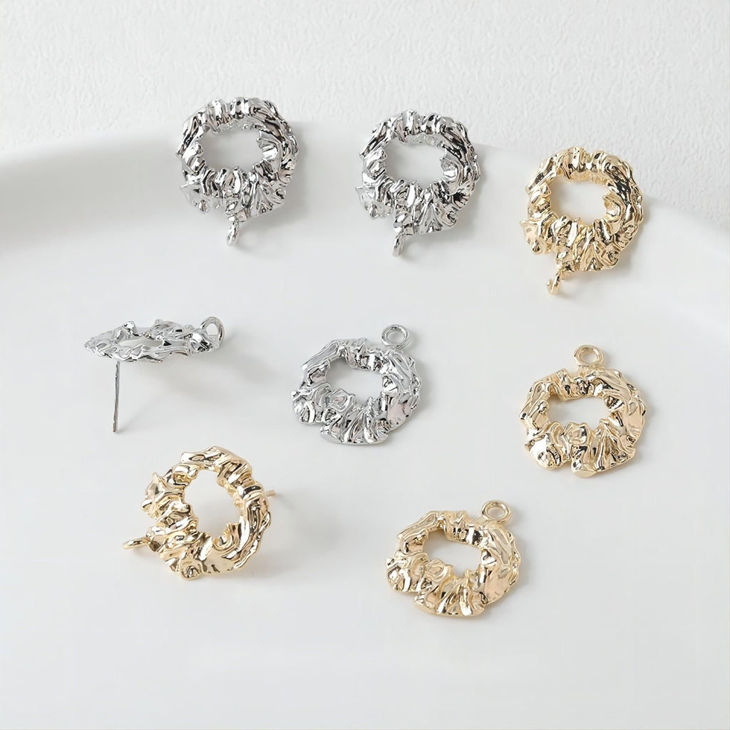 Pendientes de plata de ley 925 con pasador calado irregular y bucle, dorados y plateados, sin níquel, hipoalergénicos, GE064