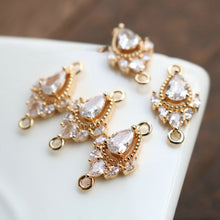 Load image into Gallery viewer, Cubic Zircon Crystal  Teardrop Charms, CZ Earring Charms,14K Gold Plated Teardrop Pendant, Jewelry Findings HL031-F181