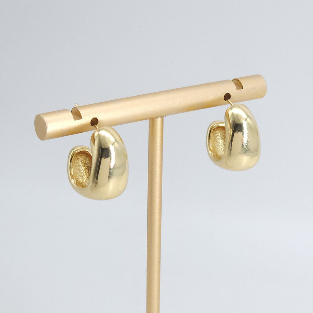 Gold Ear Hoops, C Shape, Round, U Shape, 18K Gold Plated Leverback Earrings, Huggie Hoops Earring S20388-D0574