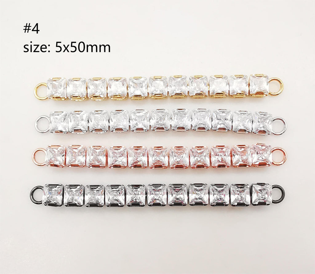 Cubic Tennis Connector, 18K Gold Plated CZ Pave Tennis Pendant, 50mm in length, Bracelet Making Charm, Jewelry Findings S1085