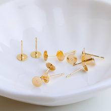 Load image into Gallery viewer, 10pcs 18K Gold Flat Earring Post , 4mm/6mm/8mm,  Flat Back Round Earring Post, Hypoallergenic Stud Earring Findings TH031-ZX7030