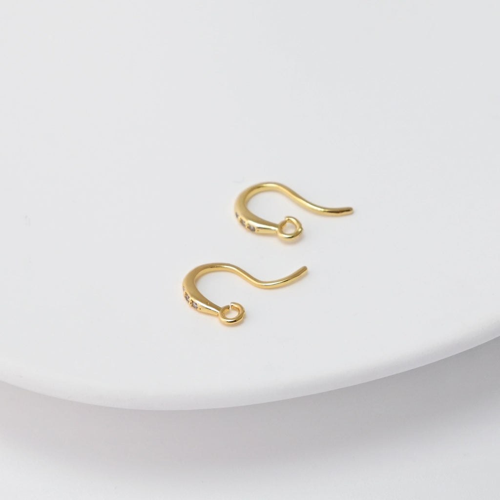 Anzuelos, alambres para pendientes con pavé de circonitas, ganchos para pendientes de oro, chapados en oro de 18 quilates, para hacer aretes, accesorios de joyería D0463