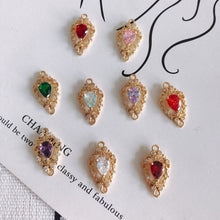 Cargar imagen en el visor de la galería, 4 piezas de dijes de conector de flor con bucles, conector bohemio, colgante de pavé cúbico, fabricación de pulseras y collares, accesorio de joyería chapado en oro MY033-F037