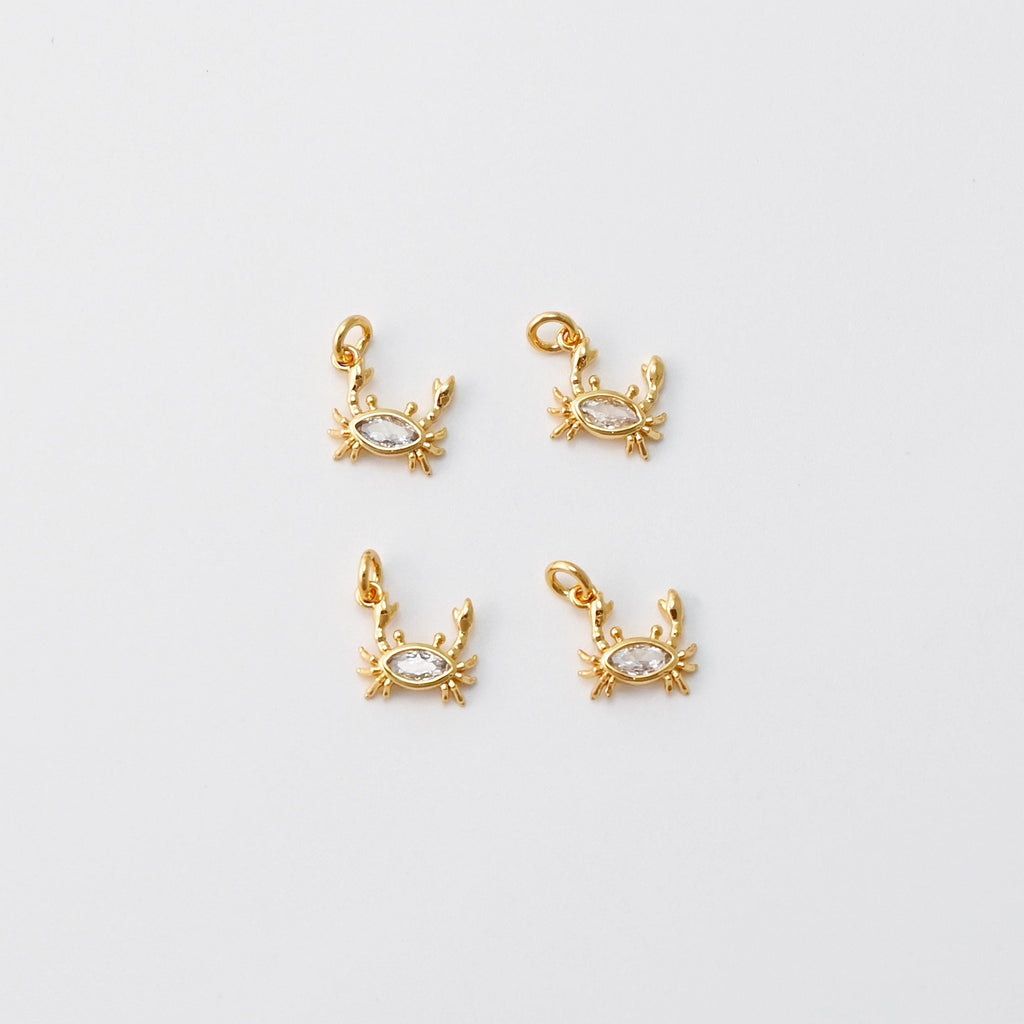 Octopus Charms, Crab Charms, 18K Gold Plated Cubic Micro CZ Pave Charms, Octopus Pendant for Necklace Jewelry Findings