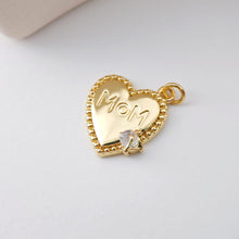 Load image into Gallery viewer, Gold LOVE Mama Pendant, Mom Pave Charm, 18K Gold Plated Brass, Necklace Making Charm, Jewelry Findings S1129