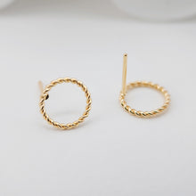 Load image into Gallery viewer, 10pcs 14K Gold Round Post With Loop, Openwork Round Stud Earring Nickel Free, 10mm, Hypoallergenic Earring Findings ZX076