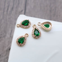 تحميل الصورة إلى عارض المعرض، 10 قطع - دلايات كريستال صغيرة على شكل دمعة، مطلية بالذهب عيار 14 قيراطًا، قطع مجوهرات HL032-F165