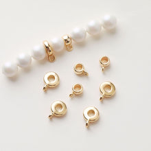 Load image into Gallery viewer, 10pcs Round Rondelle Spacer Beads with Loop, Large Hole 18K Gold Plated 8mm/11mm, Bracelet Necklace Making Jewelry Finding ZZ019-ZX7018