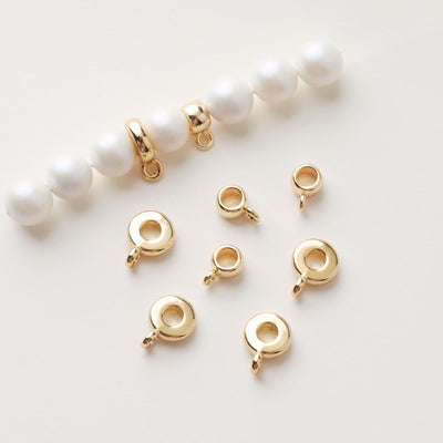 10pcs Round Rondelle Spacer Beads with Loop, Large Hole 18K Gold Plated 8mm/11mm, Bracelet Necklace Making Jewelry Finding ZZ019-ZX7018