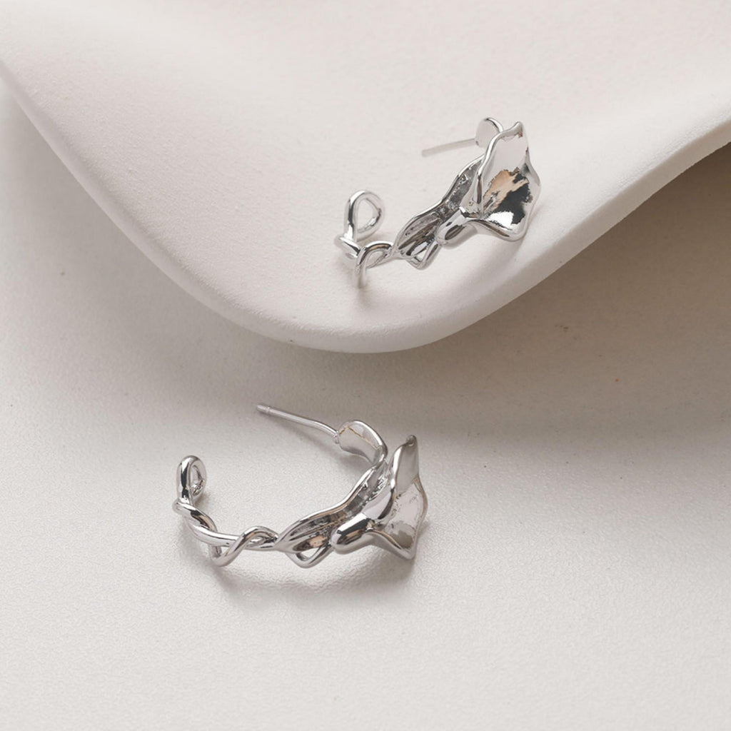 C-Shaped Trumpet Earrings With Loop, 14K Gold/Silver Plated, S925 Silver Ear Pin Nickel Free Earrings, Twist Wrap, Earring Findings GZ734