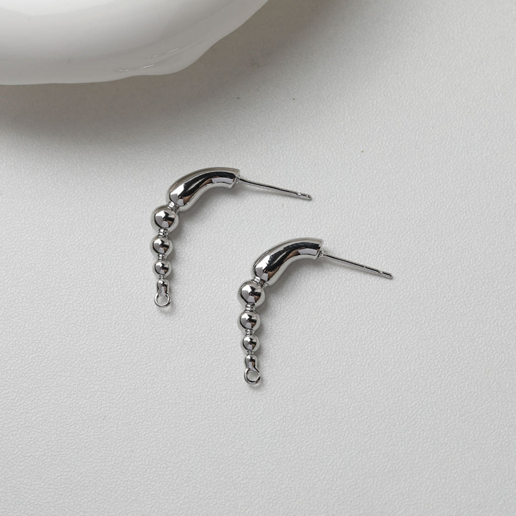 قرط من سلسلة خرز دائرية ذهبية مع عمود، قرط مرصع خالٍ من النيكل، دبوس أذن من الفضة S925، نتائج قرط مضادة للحساسية GT050