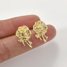 Load image into Gallery viewer, Lava Rose Ear Stud, S925 Silver Ear Pin Nickel Free Earrings, Gold/Silver Stud Earrings, Hypoallergenic Earring Findings LL175