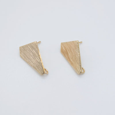 10pcs Abstract Geometry Gold Earring Post With Loop, Brushed Finish, Nickel Free Earrings, Hypoallergenic Earring Findings ZX103