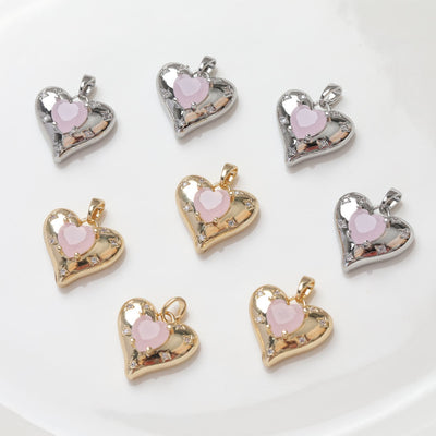 Heart Charms, Star Clear Cubic Charm,  18K Gold Plated CZ Pave Love Pendant, Necklace Making Pendants, Jewelry Findings ZZ031