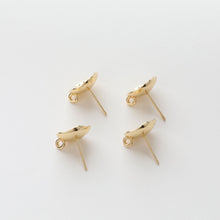 Load image into Gallery viewer, Concave Pleated Post with Loop, 14K Gold Plated, S925 Silver Pin Nickel Free Earrings, Hypoallergenic Earring Findings JJ024-ZX7026