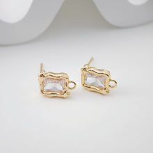 تحميل الصورة إلى عارض المعرض، قرط زركونيا غير منتظم، ذهب/فضة عيار 14 قيراط، أقراط خالية من النيكل، قرط أذن مربع الشكل مع حلقة ZX186