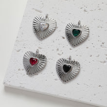 Load image into Gallery viewer, Heart Charms, Crystal Cubic Pave Heart Pendant , 14K Gold Plated, Love Charms, Bracelet Necklace Making Pendants, Jewelry Findings GZ231