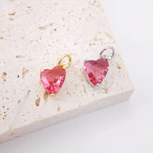Load image into Gallery viewer, Crystal Tiny Heart Charms, Red Crystal, 18K Gold Plated Heart Pendant, Bracelet Necklace Making Pendants, Jewelry Findings S20243