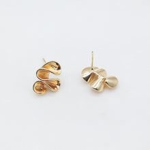Load image into Gallery viewer, Wave Earring Stud, 14K Gold, S925 Silver Pin Nickel Free Earrings, Wave Ear Stud ZX123