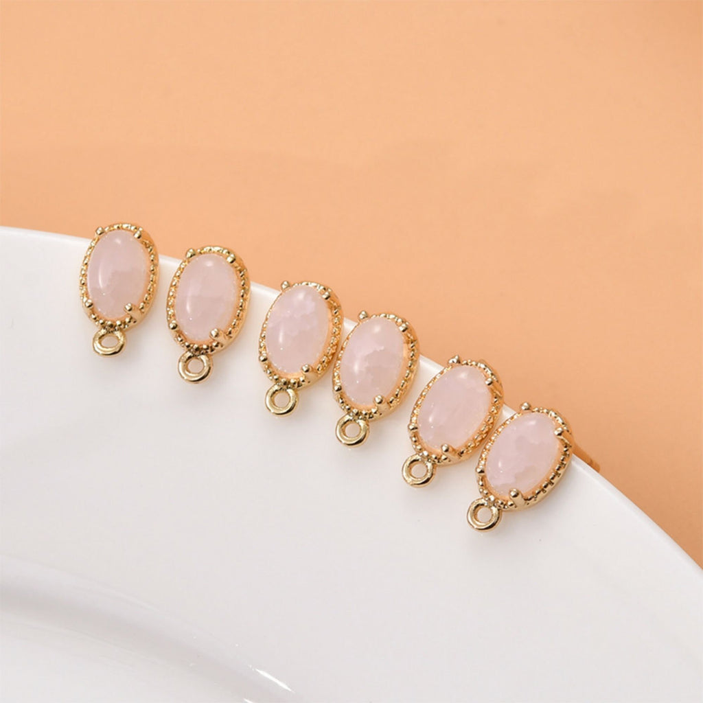 Oval Shape Earring Post With Loop, S925 Silver Pin Nickel Free Earrings, Crystal Gemstone Stud, Hypoallergenic Earring Findings LL234