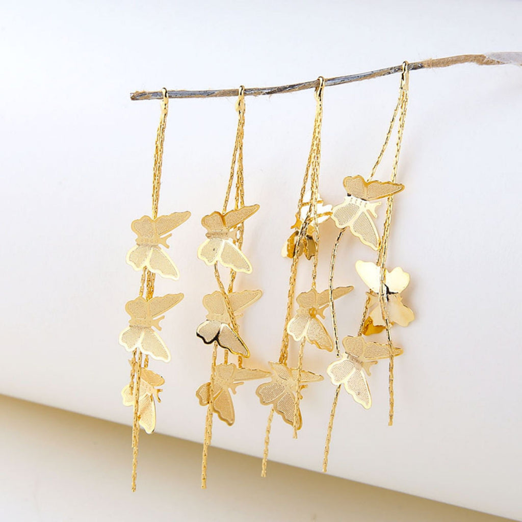 Gold Butterfly Tassels, 18K Gold Plated Butterfly Dangle, Earring Making Charm, Jewelry Findings BY051-ZX7031