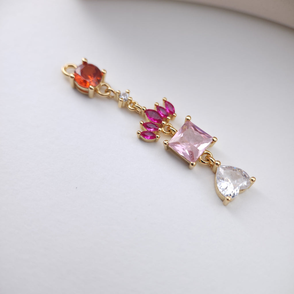 Elongated Cubic Tennis Charm, Link CZ Pendant, 18K Gold Plated Pendant, Earring Making Charm, Jewelry Findings S1163