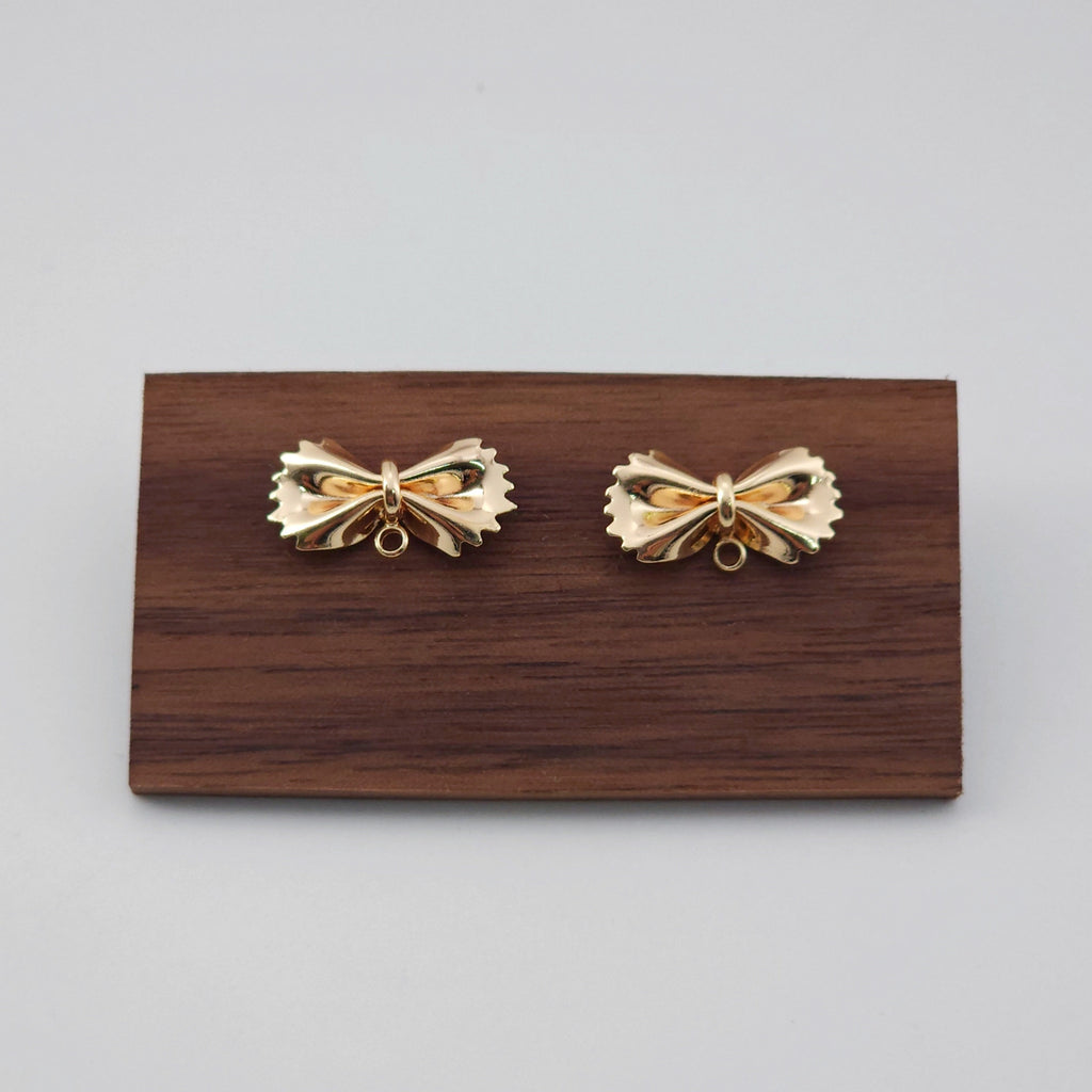 4pcs Gold Bow Earring Post With Loop, S925 Silver Ear Pin Nickel Free Earrings, Bowtie Ear Stud Loop, Hypoallergenic Earring Findings ZX194