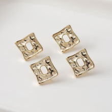 Cargar imagen en el visor de la galería, Pendientes con pasador cuadrado irregular y aro, pavé de circonitas, oro de 14 quilates, pasador de plata S925 sin níquel, fornitura hipoalergénica GZ243