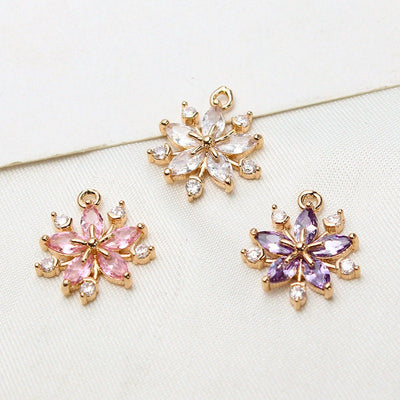 CZ Pave Round Charm, Cubic Zircon Crystal Pendant, Bracelet Necklace Pendant, 14K Real Gold Plated, Jewelry Findings STG062-F208