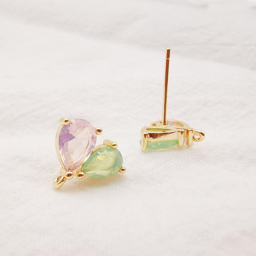 10 pendientes de corazón cúbico, delicados pendientes de botón de latón chapado en oro de 14 quilates con aro, pasador de plata S925, pasador de oreja, accesorio para pendientes Z057