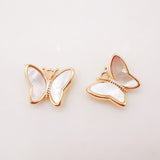 Dainty Butterfly Charm, Mother of Pearl Charm, 16mm, 14K Gold Plated Kawaii Charm for Jewelry Making B007