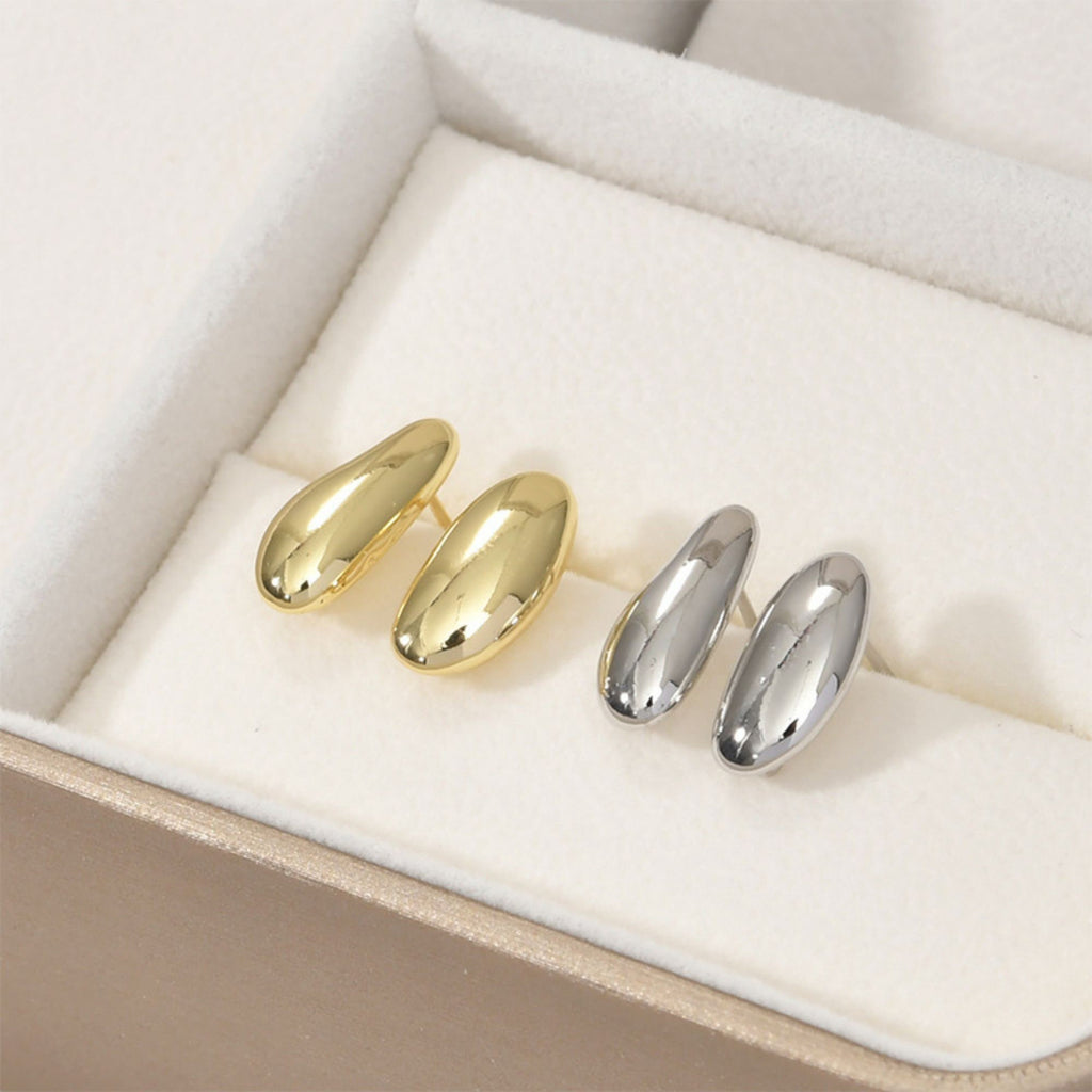 curved surface Round Ear Post With Loop,S925 Silver Ear Pin Nickel Free,Water drop oval Ear Stud,Hypoallergenic Earring Findings LL170-D0316