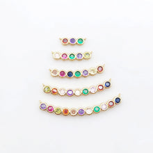 Load image into Gallery viewer, Rainbow Cubic Tennis Connector, 4mm CZ, 18K Gold Plated CZ Pave Tennis Pendant, Bracelet Making Charm, Jewelry Findings S20537