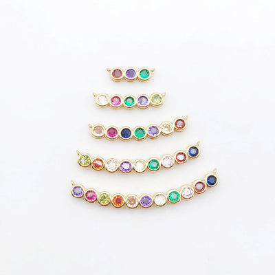 Rainbow Cubic Tennis Connector, 4mm CZ, 18K Gold Plated CZ Pave Tennis Pendant, Bracelet Making Charm, Jewelry Findings S20537