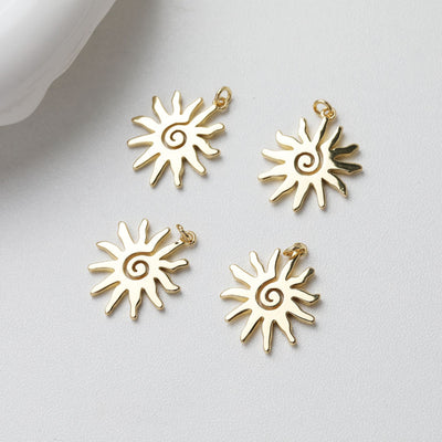 14k Gold Sun Charm, Sun With Rays Pendant, 18.4*21.6mm, Necklace Making Charm, Jewelry Findings GT024-S20673