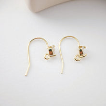 Cargar imagen en el visor de la galería, Alambres para pendientes chapados en oro de 18 quilates, ganchos redondos con pavé cúbico, sin níquel, ganchos para pez, alambres para bisutería D0170