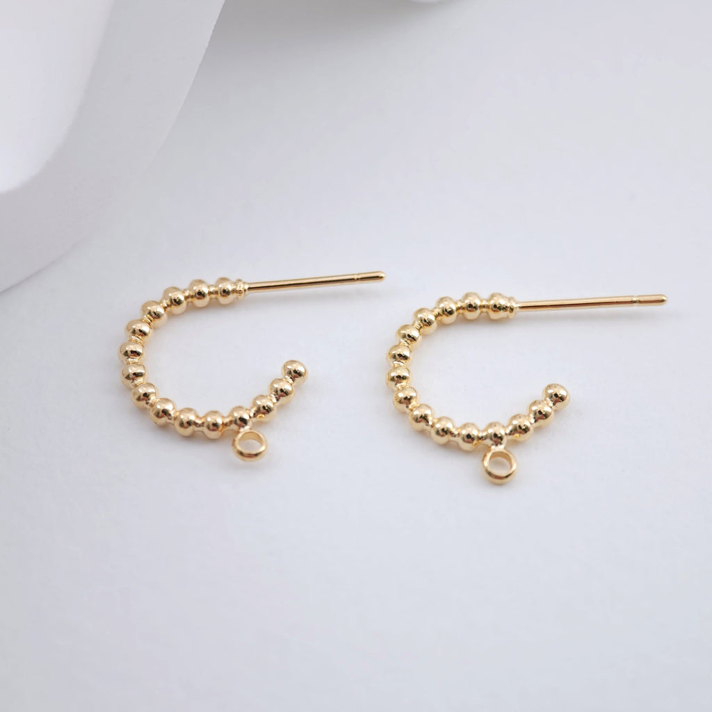 Pendientes de cuentas en forma de C, chapados en oro de 18 quilates con aro, accesorios para pendientes DIY, materiales para pendientes hechos a mano ZX238