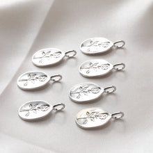 Load image into Gallery viewer, Rose Charm On Oval Shape, 18K Gold/Silver Plated, Flower Pendant, Necklace Earring Making Charms, 25mm, Jewelry Findings JH007