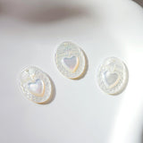 Heart White Mother-of-Pearl, MOP Shell Pendant, Engraved White Nacre, Shell Charm, Oval Shell Jewelry Making Findings RY035