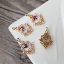 Load image into Gallery viewer, 10pcs CZ Pave Heart Charm, Cubic Zircon Crystal Pendant, Bracelet Necklace Pendant, 14K Real Gold Plated, Jewelry Findings HL102-F105