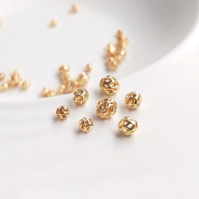 10pcs Round Spacer Beads, Large Hole Gold Beads, 18K Gold Plated, 5mm, 10mm, Bracelet Necklace Making Jewelry Finding S323-ZX7013
