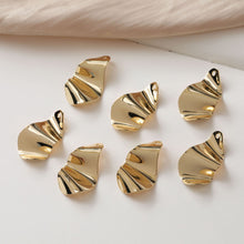 Load image into Gallery viewer, Irregular Pleated Drop Pendant, 14K Gold Plated, Irregular Charm, Earring Making Finding JG014