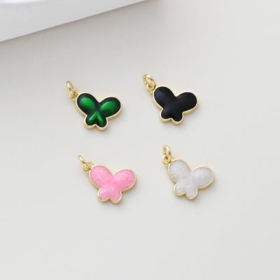 Colgantes de mariposa esmaltados, chapados en oro de 18 quilates, para aretes, accesorios de joyería S1313