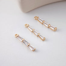 Load image into Gallery viewer, CZ Pave Elongated Pendant, Cubic Pendant, Earring Charms, Real Gold Plated Brass Earring Pendant, Jewelry Findings D0057