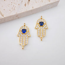 Cargar imagen en el visor de la galería, Dije de mano de Hamsa con pavé de circonitas cúbicas, chapado en oro de 18 quilates, 24 mm, ideal para collares y pulseras, accesorio de joyería S203