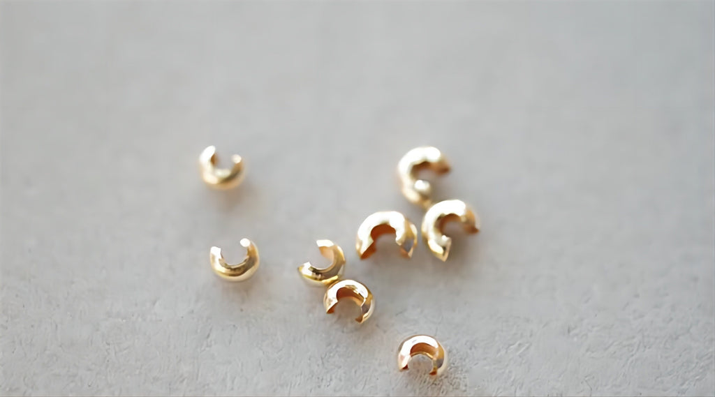 20pcs- Gold Filled Crimp Covers, 2.5mm /3mm /4mm/5mm Cover Beads, Gold Crimp Cover Beads, Gold Crimp Beads, B010
